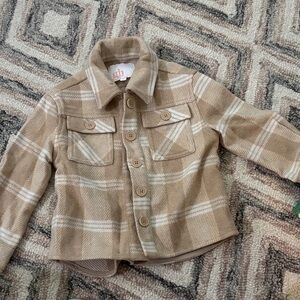 GB Girls Beige Checkered Blazer